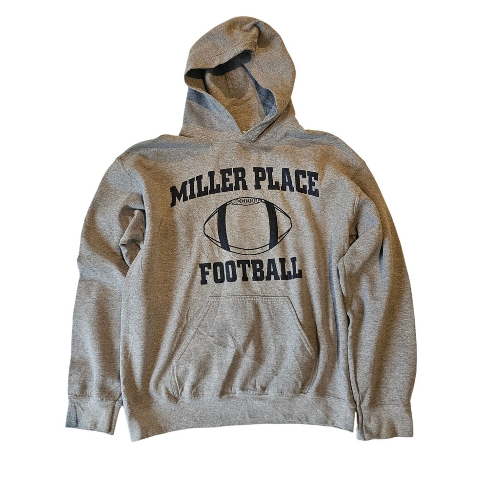 Gildan Mens Miller Place Football Hoodie Gray Heavy Blend Pullover Sweatshirt M